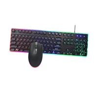 KONTONTY Rgb Backlit Gaming Keyboard Mouse Combo Wired Set with Floating Keycaps LED Breathing Light Ergonomic Design for Computer Use and Gift