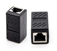 KONTONTY Rj45 Inline Coupler Ethernet Cable Connector 2pcs Black Female to Female Network Lan Adapter Extender for Router Printer Switch Networking