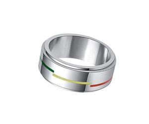KONTONTY Rotatable Stainless Steel Rainbow Ring for Gay Pride Fingers | Silver Metal Finish, Subtle Stress , Party Wear and Swimming, Jewelry Enthusiasts