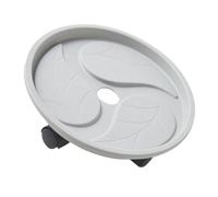 KONTONTY Round Thicken Plastic Planter Base Wheels for Indoor and Outdoor Use 24cm Diameter Sturdy Water-collecting Design Movable Flower Pot Stand