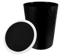 KONTONTY Round Thicken Trash Bucket with Removable Swing Lid 12L Plastic Black Wastebasket for Bathroom Bedroom Kitchen Office