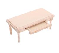 KONTONTY Scale Mini Wooden Dollhouse Coffee Table with Built Storage Drawer Compact and Portable Miniature Furniture for Dollhouse Living Accessories
