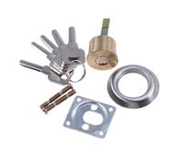 KONTONTY Security Replacement Cylinder Lock for Garage Doors Solid Brass with Trim Ring Mounting Plate Screws Random Style Keys Durable Door Cylinder Replacement Hardware