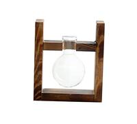 KONTONTY Single Stem Flower Vase Wooden Rack Glass Hydroponic Plant Container Modern Style Green Vase Ornaments