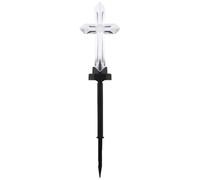 KONTONTY Solar Cross Light for Cemetery Outdoor Grave Lamp with LED Automatic Dawn Sensor Weatherproof Memorial Stake for Tombstone and Graveyard Lighting