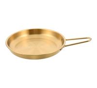 KONTONTY Steak Serving Plate with Handle 304 Stainless Steel 7.5 Inch | Brushed Gold Finish, Raised Rim, Seamless One-piece Design, Suitable for Dessert, Meat, Sushi, Cheese and Fruit