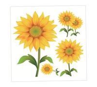 KONTONTY Sunflower Wall Sticker Self-Adhesive Decorative Wall Decal 33x31cm Yellow Fresh Indoor Room Sticker Wardrobe Floral Mural for Living Room Bedroom