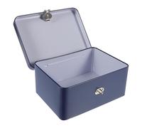 KONTONTY Tinplate Storage Box with Lock 6.89x5.12x2.95In Small Lockable Tin Container for Wedding Keepsakes and Storage