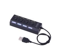KONTONTY USB 2.0 4 Ports USB Hub with Independent Button Lightweight Abs Material Plug and Play for Data Transmission Compatible with Tablet PC and Laptop Black