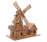 KONTONTY Windmill Kit DIY Craft Model Creative Handmade Puzzle with House Design Educational Science Experiment to Boost Imagination and Artistic Home Decoration