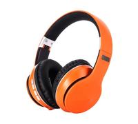KONTONTY Wireless Folding Headset over Ear Headphone with Wireless 5.0, Breathable Earmuff, Abs Material, 40mm Drive for Mobile Phones and Laptops, Orange Colour, for Gaming and Sports