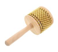 KONTONTY Wooden Cabasa Percussion Shaker with Metal Beads Compact Musical Instrument for Adults Suitable for World and Latin Music