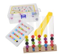 KONTONTY Wooden Clip Beads for Preschool Fine Motor Skill Development Educational Game Bright Colors Safe Hand-eye Coordination Interactive Plaything