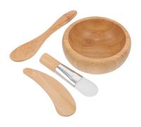 KONTONTY Wooden Face Mask Mixing Bowl Set for DIY Spa Facial Treatment | Brush Spatula Spoon and Stick Included, Smooth Surface, Easy Cleanup for Creams Gels Powders Random Style