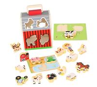 KONTONTY Wooden Farm Animal Set Montessori Educational Barn Play Figures for Boys Age Creative Fine Motor Skill Development Color Recognition Smooth Edges Preschool Stem Learning