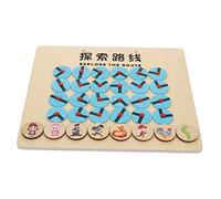 KONTONTY Wooden Maze Board for Educational Route Exploring Game with Smooth Edges Cognitive Logic Puzzle Color Recognition and Spatial Imagination Development Portable Learning Board