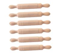 KONTONTY Wooden Mini Rolling Pin, 6pcs Rolling Sticks Small Pastry Pizza Roller Miniature Pastry Roller Models for Doll House Children in The Kitchen Play and Imaginative Play