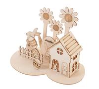 KONTONTY Wooden Puzzle Rabbit House Model DIY Easter Educational for Assembly Parent Interactive Craft Decoration for Holiday Fun