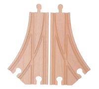 KONTONTY Wooden Train Track Connectors 2pcs Y Switch Tracks Railway Expansion Pieces for Kids Educational Train Set Toys Compatible with Thomas