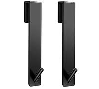 Kontoyo Shower Door Hooks(7.5 Inch),Extended Over Door Hooks for Bathroom Frameless Glass Shower Door,Stainless Steel Towel Hooks,Heavy Duty Rack Hooks for Robe,Towel-2 Pack-Black