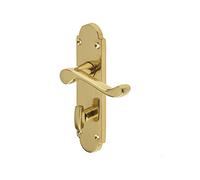 Kontrax Epsom Door Handle On Bathroom Backplate - Electroplated Brass