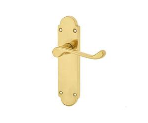Kontrax Epsom Door Handle On Latch Backplate - Electroplated Brass