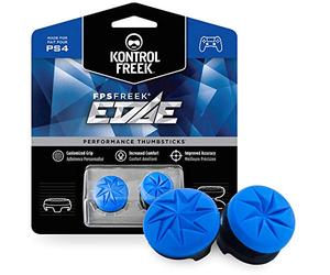 KontrolFr PS Fr dge for PlayStation 4 (PS4) and PlayStation 5 (PS5) | Performance Thumbsticks | 1 High-Rise Convex, 1 Low-Rise Convex | Blue