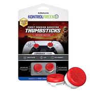 KontrolFreek FPS Freek Inferno for Playstation 4, PS4 and Playstation 5, PS5 Controller, Performance Thumbsticks, 1 High-Rise, 1 Mid-Rise, Red/white