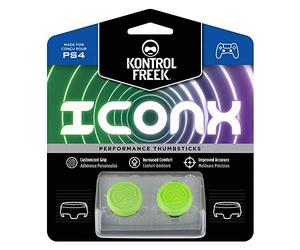 KontrolFreek Icon X Performance Thumbsticks for PlayStation 4 (PS4) and PlayStation 5 (PS5) | 2 Mid-Rise Convex | Green