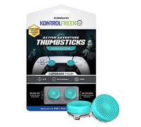 KontrolFreek Lotus for Playstation 5, PS5 and Playstation 4, PS4, Performance Thumbsticks, 2 Mid-Rise Concave, Teal/Clear