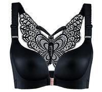Kontvom Butterfly Front Closure Sexy Bra Without Bones Seamless Plus Size Underwear Super Push Up Comfort Bras for Woman 42C Black