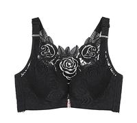 Kontvom Front Closure Bra Plus Size Bras Rose Embroidery Beauty Back Bra Sexy Seamless for Women Big Size Adjustable Bras 46D
