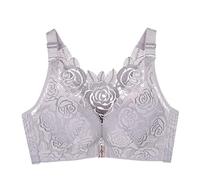 Kontvom Front Closure Bra Plus Size Bras Rose Embroidery Beauty Back Bra Sexy Seamless for Women Big Size Adjustable Bras 52B