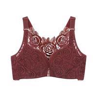 Kontvom Front Closure Bra Plus Size Bras Rose Embroidery Beauty Back Bra Sexy Seamless for Women Big Size Adjustable Bras 36D