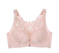 Kontvom Front Closure Bra Plus Size Bras Rose Embroidery Beauty Back Bra Sexy Seamless for Women Big Size Adjustable Bras 52B