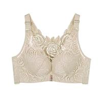 Kontvom Front Closure Bra Plus Size Bras Rose Embroidery Beauty Back Bra Sexy Seamless for Women Big Size Adjustable Bras 42C