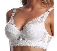 Kontvom Ladies Sexy Lace Bras for Women Push Up Deep V Brassiere Top Seamless Plus Size Bralette 40A White