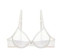 Kontvom Women’s Sexy Lace Bra Sheer See Through Unlined Underwire Bras Mesh Non Padded Ultra Thin Clear Bralette White 40D