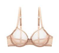 Kontvom Women’s Sexy Lace Bra Sheer See Through Unlined Underwire Bras Mesh Non Padded Ultra Thin Clear Bralette Skin 36D