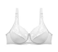 Kontvom Women's Full Coverage Non-Padded Bra Soft Cup Floral Lace Underwire Bra 38C White
