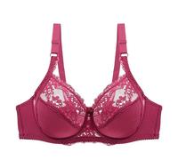 Kontvom Women's Full Coverage Non-Padded Bra Soft Cup Floral Lace Underwire Bra 42E Burgundy