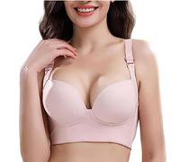 Kontvom Womens Sculpting Uplift Bra, Fashion Women's Deep Cup Bra Fat Full Back Coverage Hide Back Push Up Sports Bra Pale Pink 50G