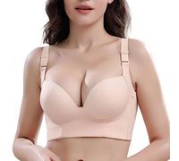 Kontvom Womens Sculpting Uplift Bra, Fashion Women's Deep Cup Bra Fat Full Back Coverage Hide Back Push Up Sports Bra Skin 38E