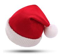 KONVINIT Baby Santa Hat Knitted Toddler Christmas Hat for Kids Xmas Hat Red Soft Warm Elastic Small for Boy/Girl,0-12 Months