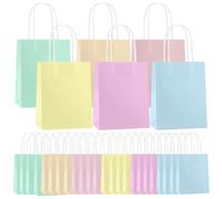 Konxi 24 pcs Coloured Paper Party Bags with Handles, Paper Party Bags,Gift and Sweet Bag with Handles, Coloured Party Bag for Kids Parties, Birthday, Wedding, Christmas (Macaron-16x8x22cm)