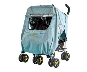 Koo-di Splish Splosh Universal Rain Cover for Double Pushchair | Showerproof Stroller Rain Cover | Breathable Vents & Airflow Window | Fits Any Standard Double Stroller, Pushchair & Buggy