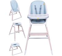 Koo-Di Tiny Taster 3-in-1 Highchair, Toddler Chair, Kid Stool, Spring Water | Baby High Chair with Removable Tray, Adjustable Footrest, Padded Seat & 5-Point Harness, For 6 Months to 8 Years+