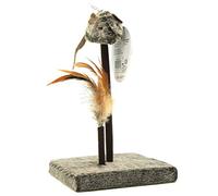 KOOBA Mouse Feather Interactive Motion Cat Toy, 3 In 1 Fun Swing Spring Teaser with Squeak Sound, Light Up Eyes, Soft Natural Feather for Exercise, Fur Mice Fun Pet Game for Cats and Kitten