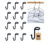KOOBAY 36PCS Clothes Hanger Connector Hooks, Heavy Duty Extender Clips Organizer Mini Space Saving Clothes Hanger Extender Cascading Connection Hooks for Wooden Velvet Metal Plastic Hangers (Black)
