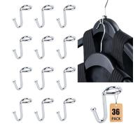 Koobay Clothes Hanger Connector Hooks, 36PCS, Clothes Hanger Organizer Mini Space Saving Extender Cascading Connection Hooks for Wooden Metal Plastic Hangers (Silver)